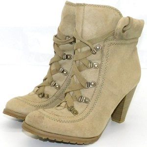 Decree Tan Suede Lace-up Heel Boot
